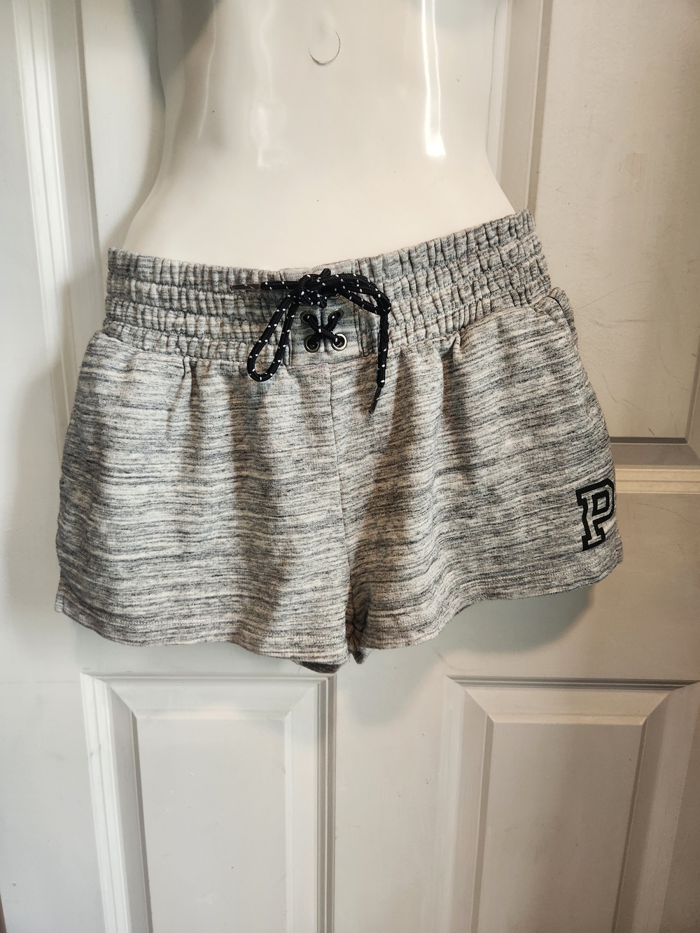 PINK Victoria's Secret Heather Gray Knit Drawstring Athletic Shorts